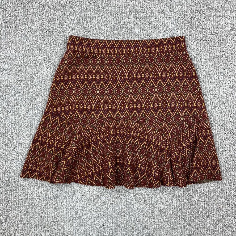 Free People Skirt Womens XS Geometric Flare Ruffle Knit Mini Stretch Boho - Picture 2 of 9